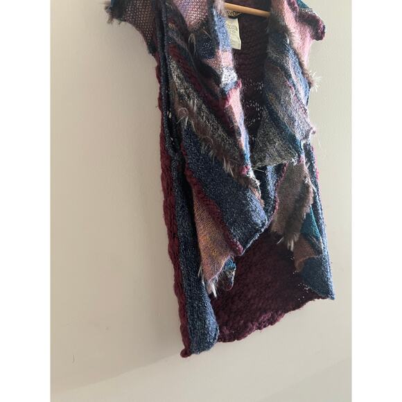 M.&Kyoko Artsy Vest Wool Blend Mixed Media Knit Multicolored Size One Size JL - Picture 3 of 8